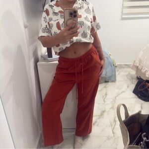 Rust Wide-Leg Pants